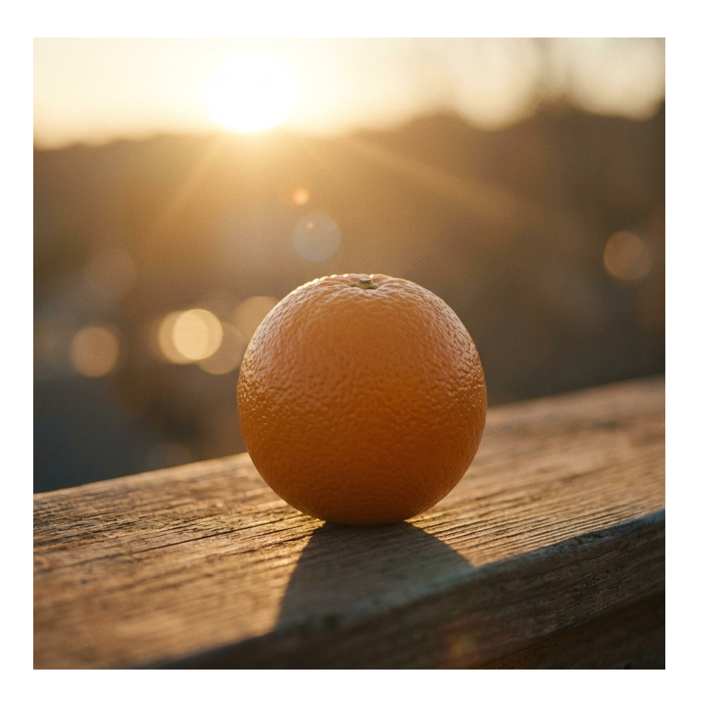 Fresh orange in morning light, perfect for orange juice on an empty stomach